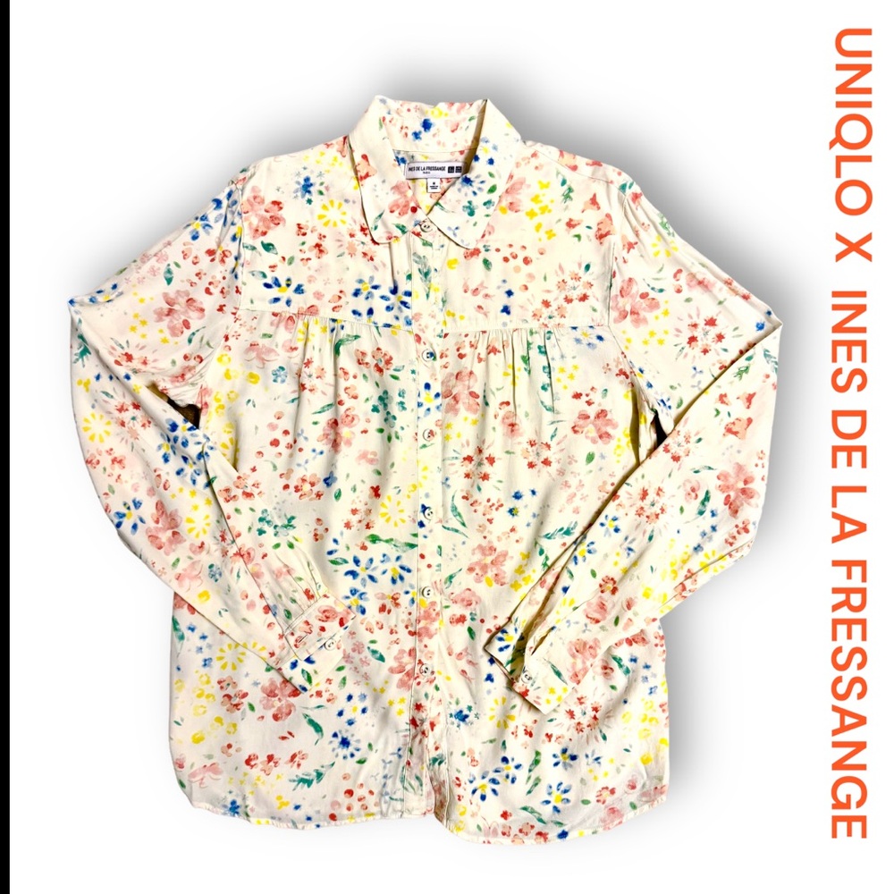 UNIQLO X INES DE LA FRESSANGE GEORGETTE FLORAL BLOUSE SZ M